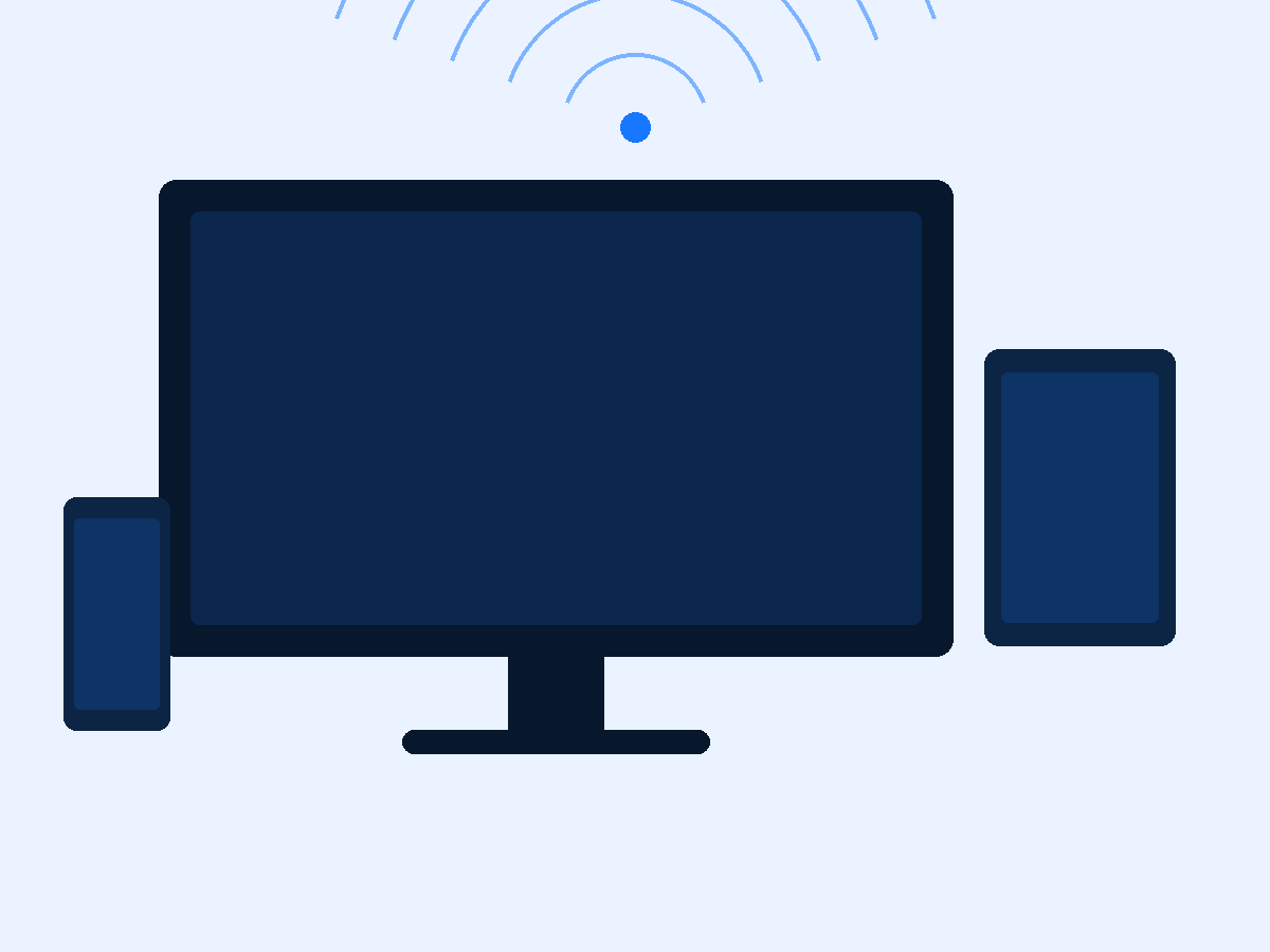 Illustration abstraite d’appareils reliés par un signal de diffusion